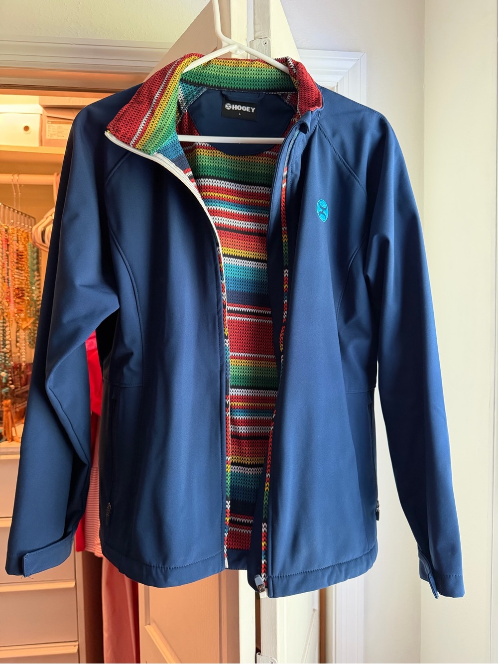 Hooey Navy Windbreaker Jacket with Rainbow Knit Lining
